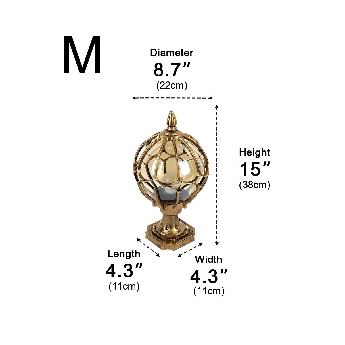 Classic Globe Glass Waterproof LED Outdoor Fence Post Light Pillar Light