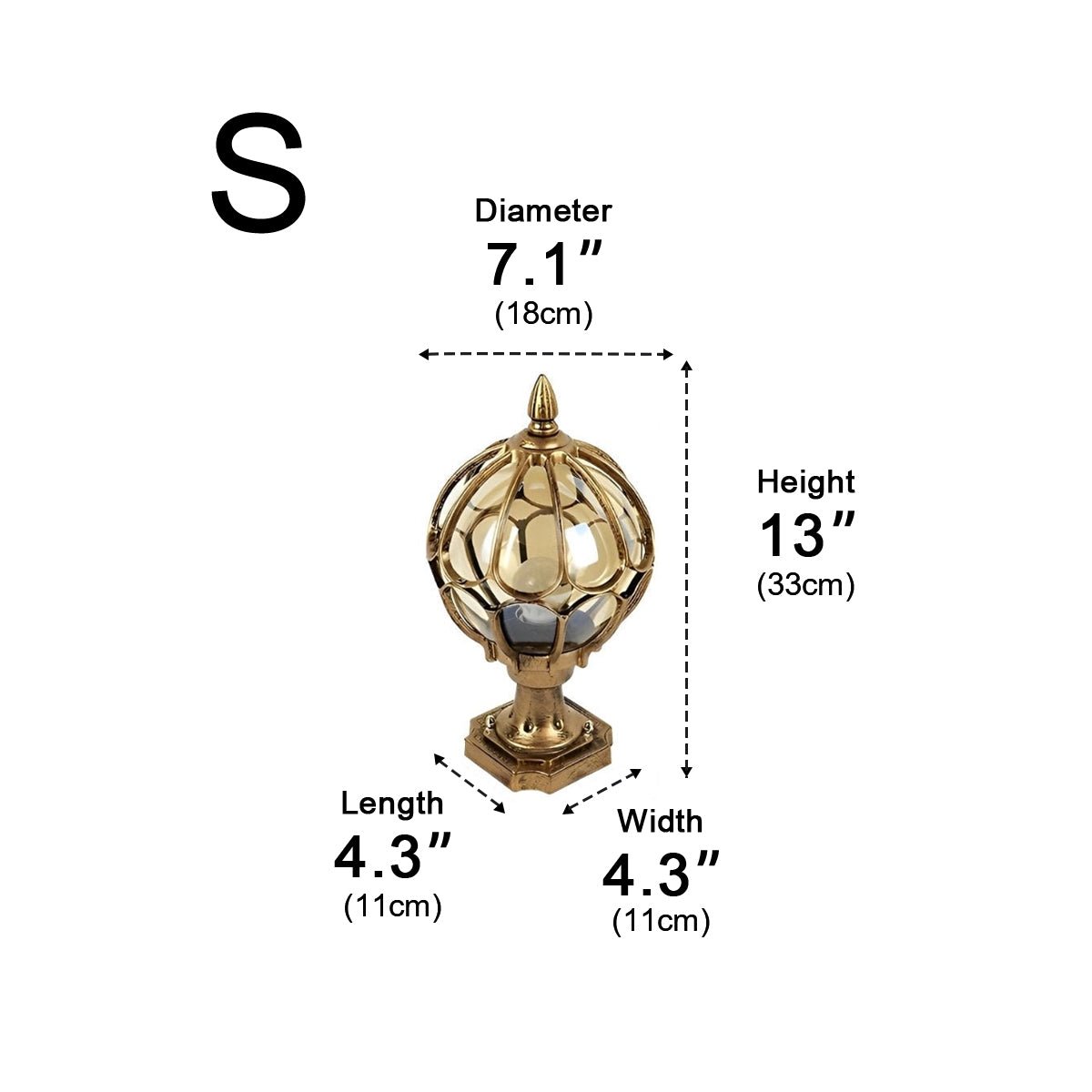 Classic Globe Glass Waterproof LED Outdoor Fence Post Light Pillar Light