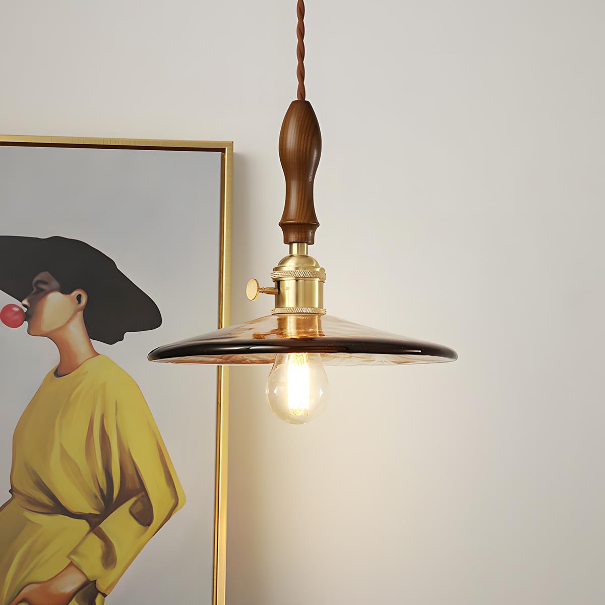 Vintage Golden Walnut Wood Indoor Pendant Lights
