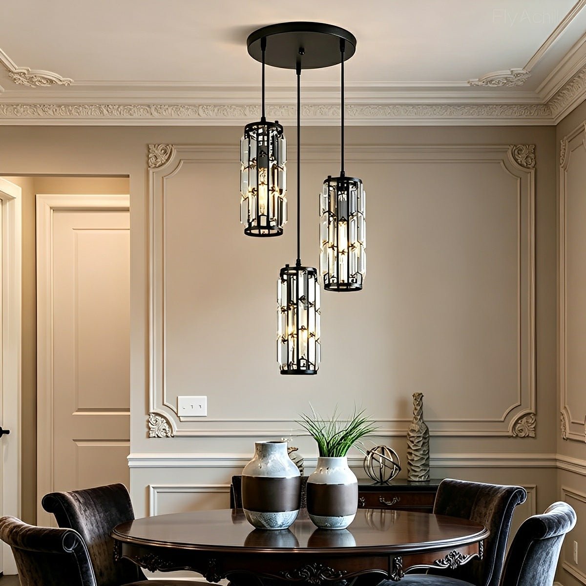 Dimmable Vintage Industrial Crystal Glass Pendant Light Ceiling Light