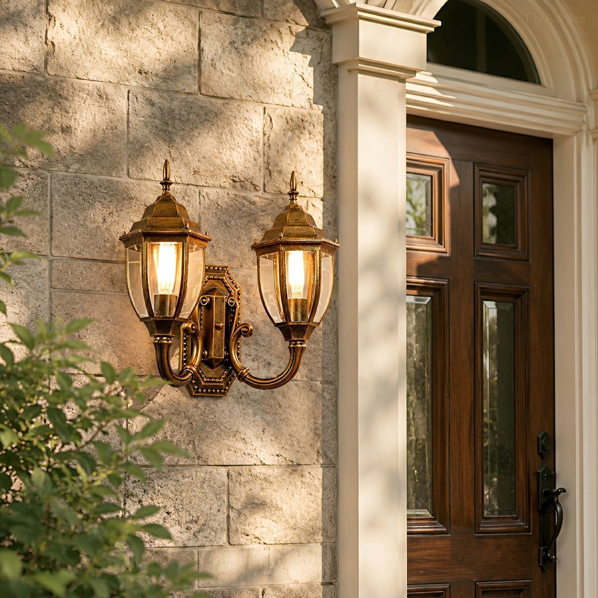 Vintage Rustic Castle Double Head  Waterproof Outdoor LED Porch Wall Lights