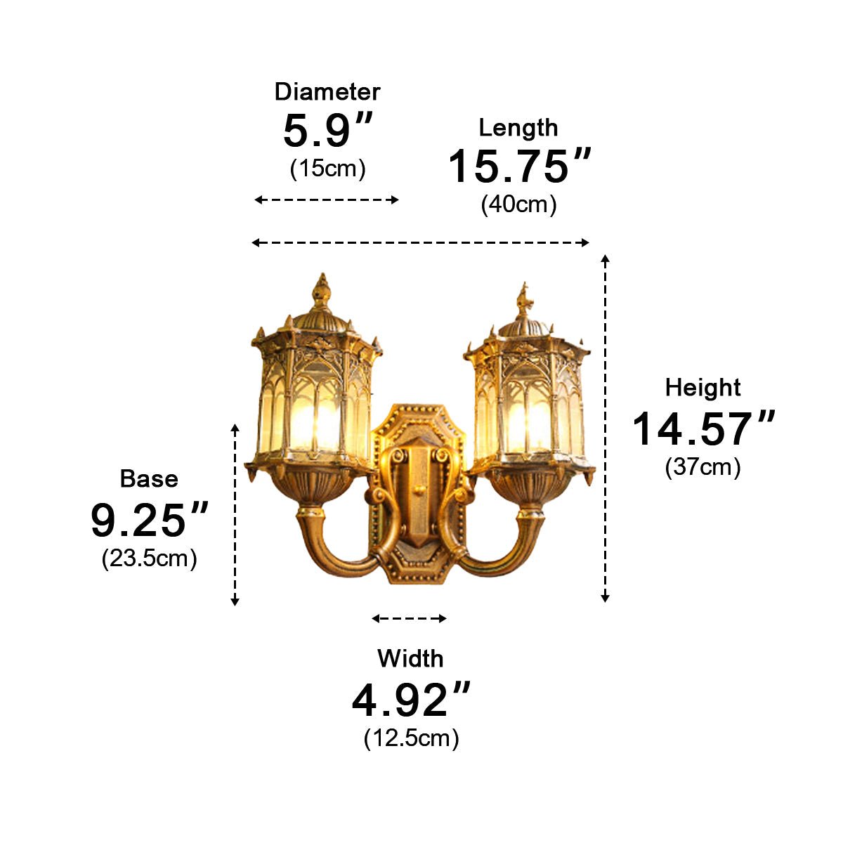 Vintage Rustic Castle Double Head  Waterproof Outdoor LED Porch Wall Lights