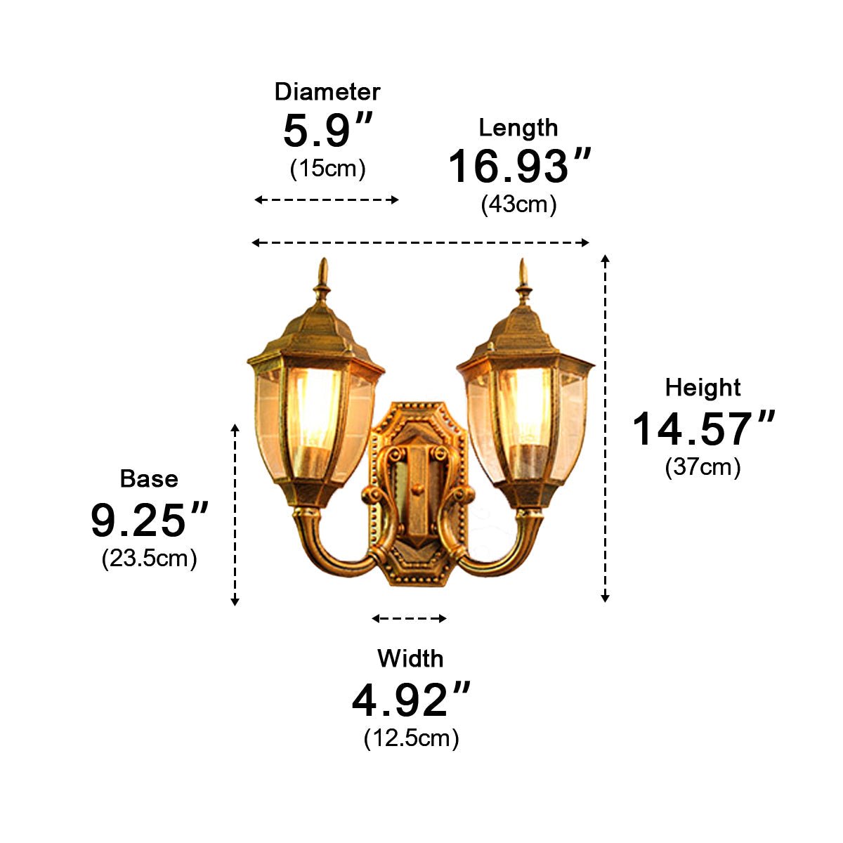 Vintage Rustic Castle Double Head  Waterproof Outdoor LED Porch Wall Lights