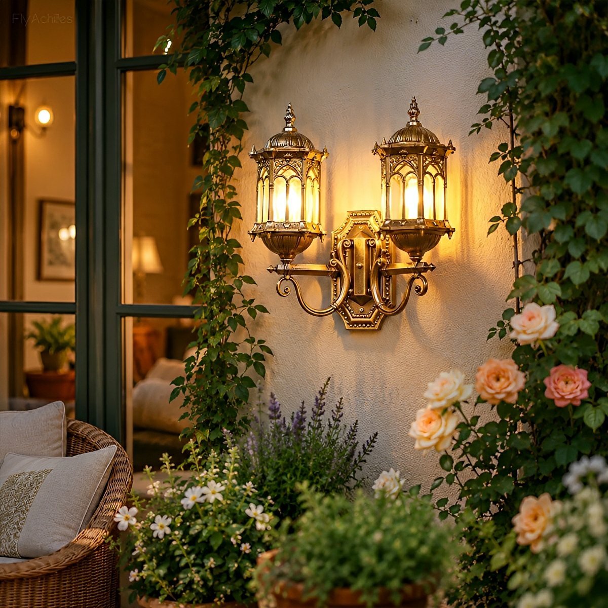 Vintage Rustic Castle Double Head  Waterproof Outdoor LED Porch Wall Lights