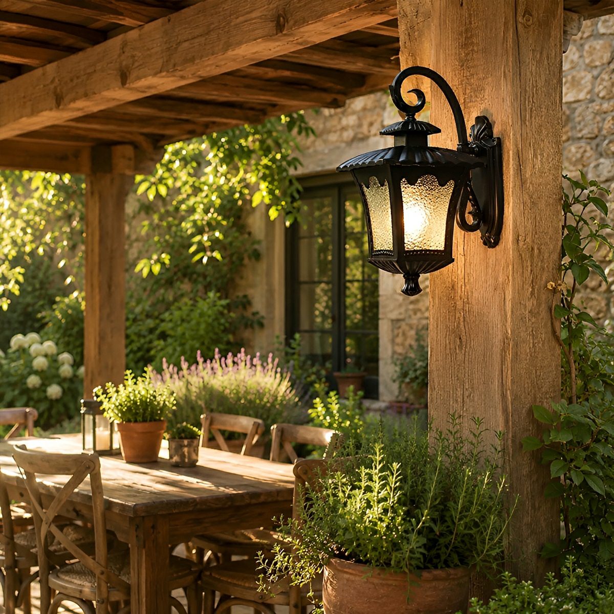 Vintage Rustic Square Water Glass Waterproof Outdoor LED Porch Wall Lights