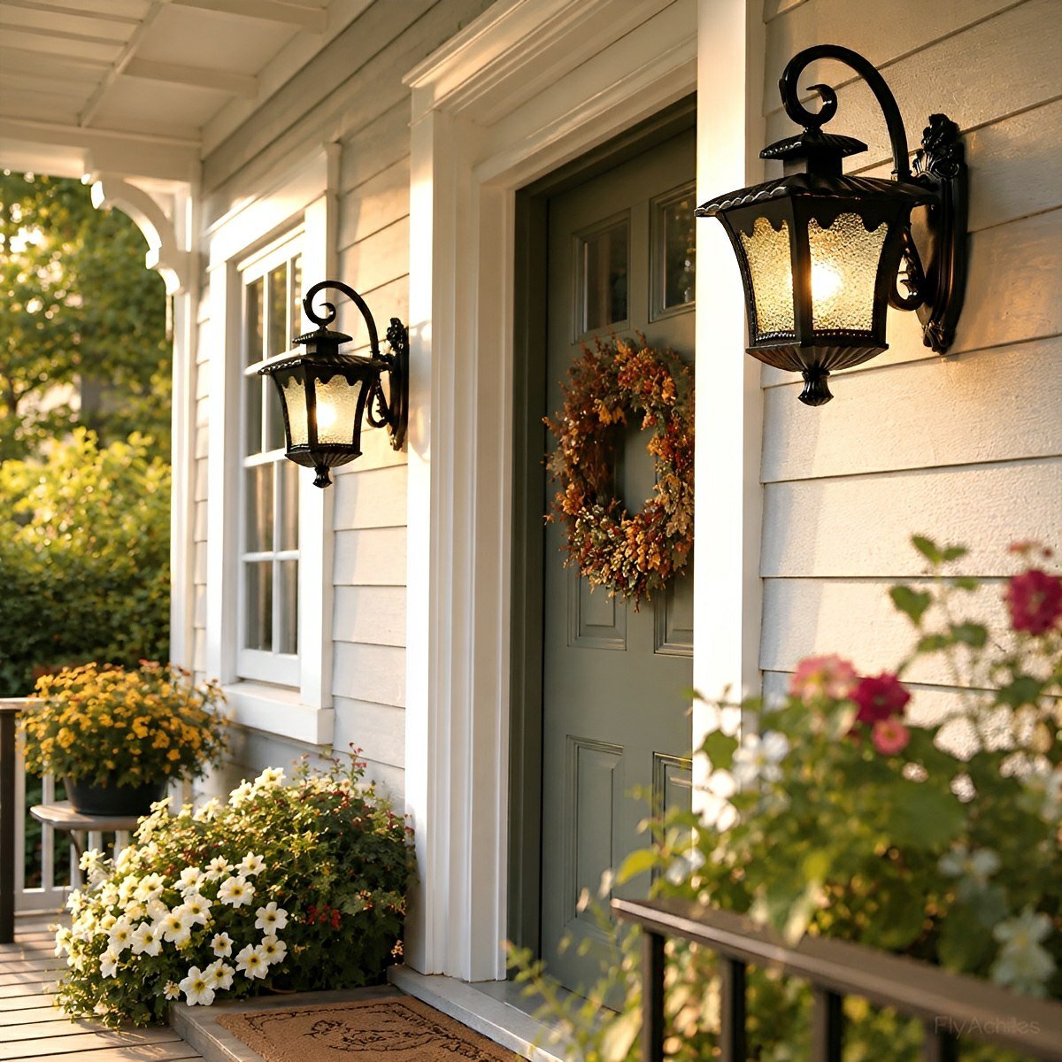Vintage Rustic Square Water Glass Waterproof Outdoor LED Porch Wall Lights