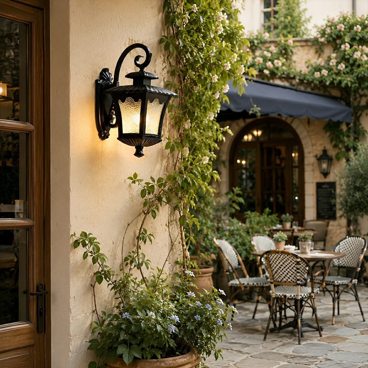 Vintage Rustic Square Water Glass Waterproof Outdoor LED Porch Wall Lights