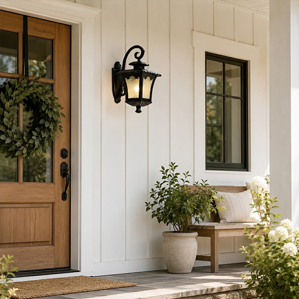 Vintage Rustic Square Water Glass Waterproof Outdoor LED Porch Wall Lights