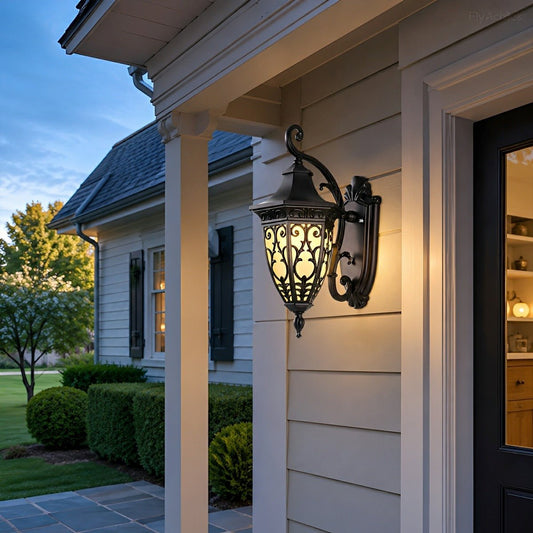 Vintage Waterproof Floral Pattern Outdoor LED Porch Wall Lights