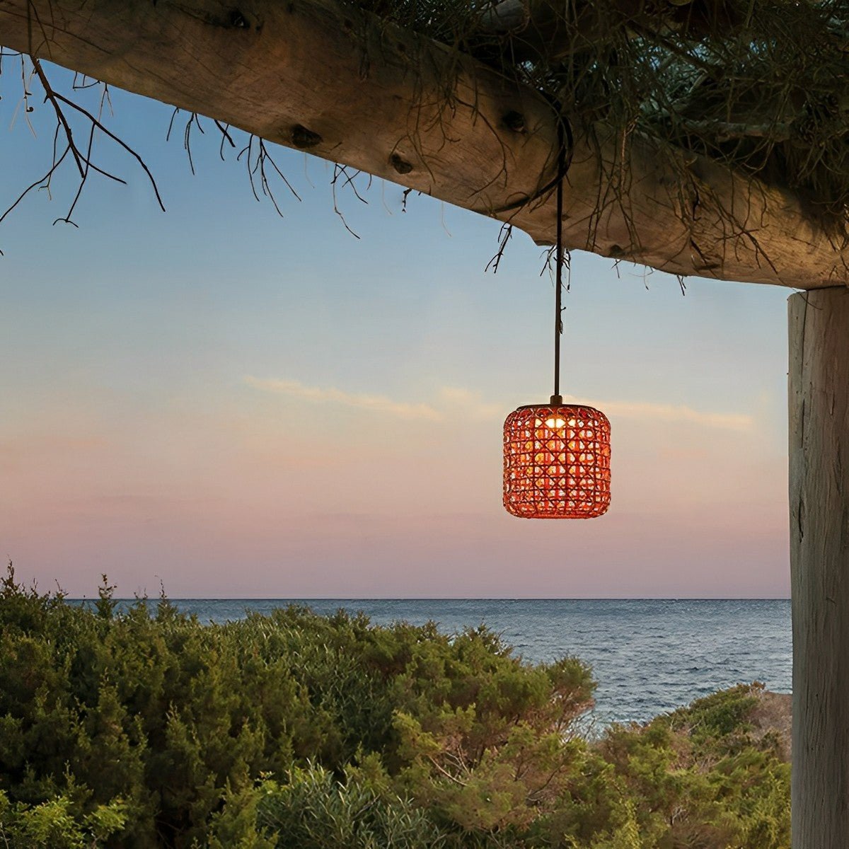 Vintage Waterproof Rattan LED Outdoor Ceiling Lights Lanterns