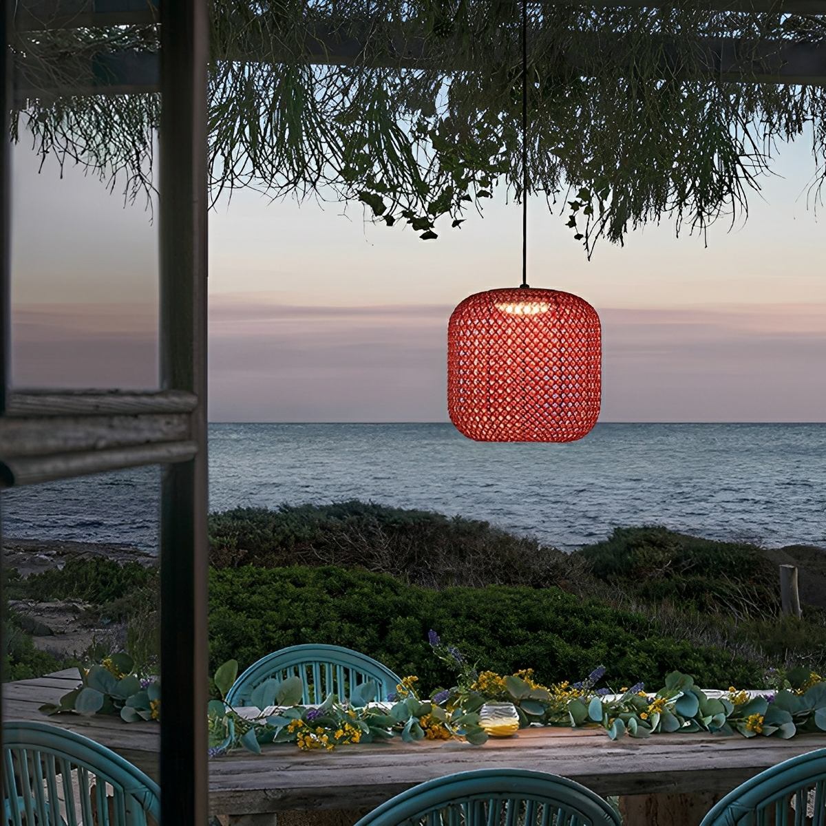 Vintage Waterproof Rattan LED Outdoor Ceiling Lights Lanterns