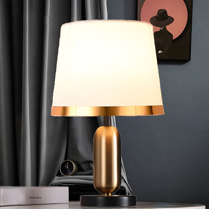 Gold White Table Lamp Modern Iron and Fabric Lamp