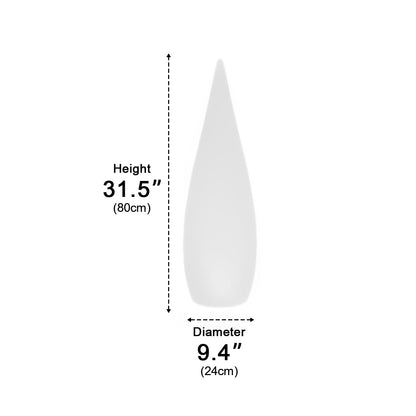 Modern Cone Landscape Light - White PE Coastal Ground Lamp Powered by Solar, Battery or Hardwired Supply for Courtyard Beds and Pathways