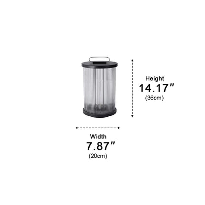 Cylinder Lantern Pathway Post Light - Clear Acrylic and Black Stainless Steel, 7.8 or 11.8 Inch Diameters up to 47.2 Inches Tall, for Decks