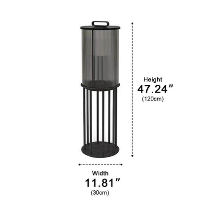 Cylinder Lantern Pathway Post Light - Clear Acrylic and Black Stainless Steel, 7.8 or 11.8 Inch Diameters up to 47.2 Inches Tall, for Decks