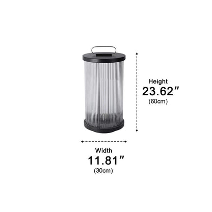 Cylinder Lantern Pathway Post Light - Clear Acrylic and Black Stainless Steel, 7.8 or 11.8 Inch Diameters up to 47.2 Inches Tall, for Decks