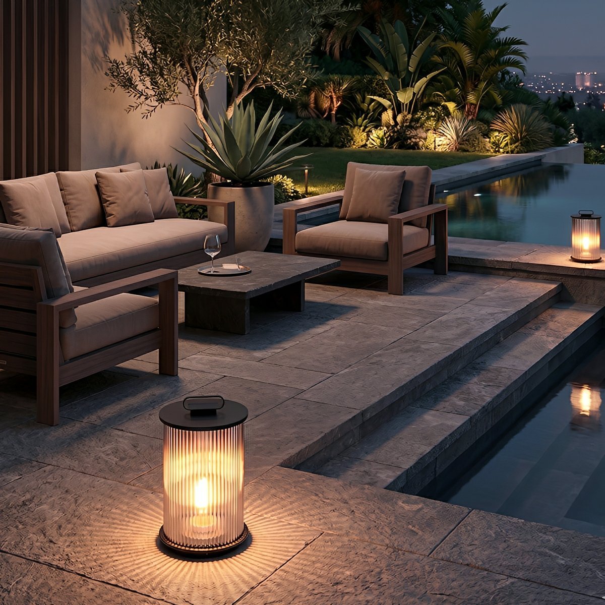 Waterproof Cylinder Outdoor Lantern Post Light Pathway Lighting