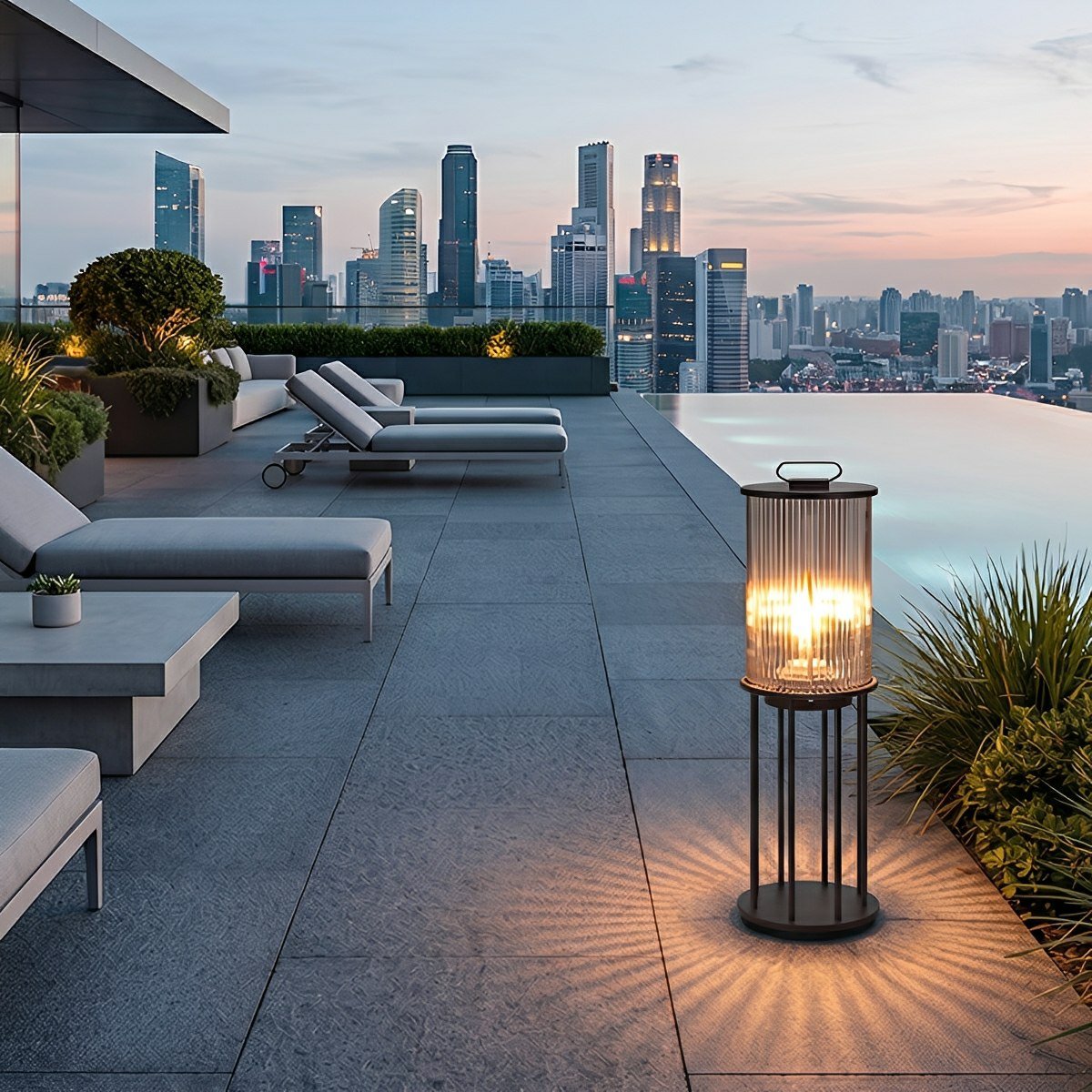 Waterproof Cylinder Outdoor Lantern Post Light Pathway Lighting