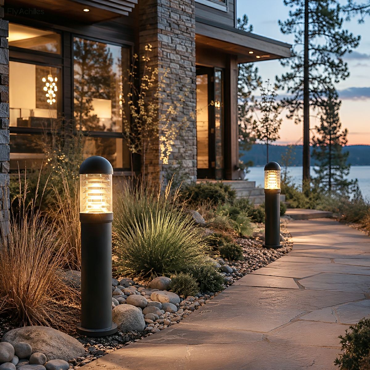 Waterproof Fence Patio Courtyard Park Yard  Aluminum Pillar Post Column Lamp