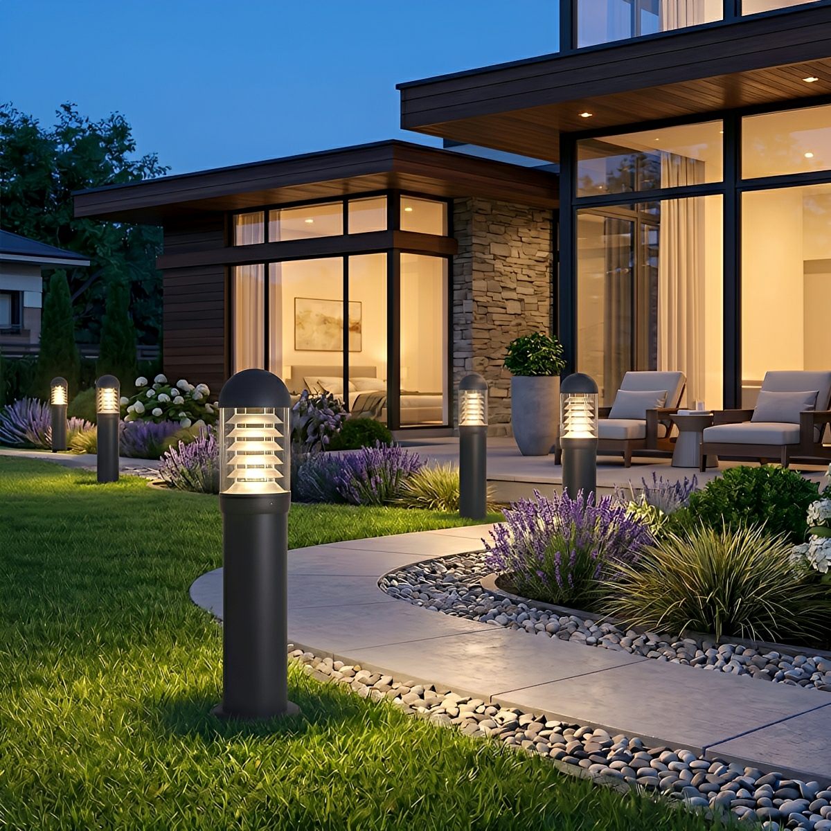 Waterproof Fence Patio Courtyard Park Yard  Aluminum Pillar Post Column Lamp