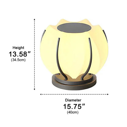 Flower Post Light - Gray and White Stainless Steel with Acrylic Shade, Solar or Hardwired, in 7.8 to 15.7 Inch Diameters for Courtyards