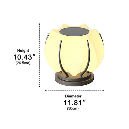 Flower Post Light - Gray and White Stainless Steel with Acrylic Shade, Solar or Hardwired, in 7.8 to 15.7 Inch Diameters for Courtyards