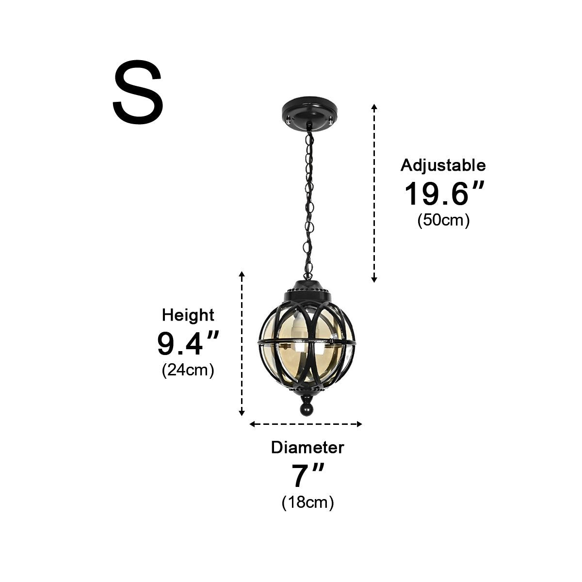 Rustic Waterproof Globe Outdoor Light Pendant Light Hanging Lantern