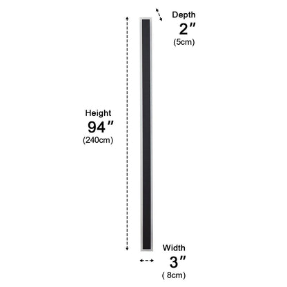 Modern Strip Wall Light - Black Stainless Steel Linear Bar from 24 to 94 Inches Long in Single to 8-Pack for Courtyard and Patio Walls