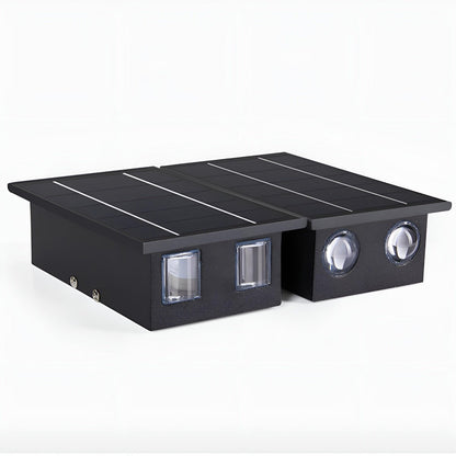 Washer Solar Modern Wall Light - Black Stainless Steel Up, Down or Up and Down Beam Sconce in Warm, Cool White or RGB for Patio Walls