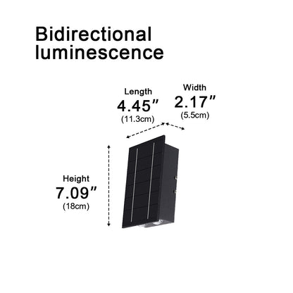 Washer Solar Modern Wall Light - Black Stainless Steel Up, Down or Up and Down Beam Sconce in Warm, Cool White or RGB for Patio Walls
