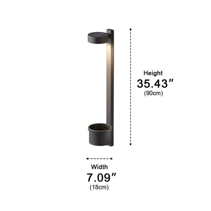 Porch Plant Wall Light - Black Stainless Steel Sconce at 23.6 or 35.4 Inches, Solar or Hardwired, in Single to 8-Pack for Garden and Patio