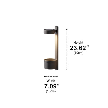 Porch Plant Wall Light - Black Stainless Steel Sconce at 23.6 or 35.4 Inches, Solar or Hardwired, in Single to 8-Pack for Garden and Patio