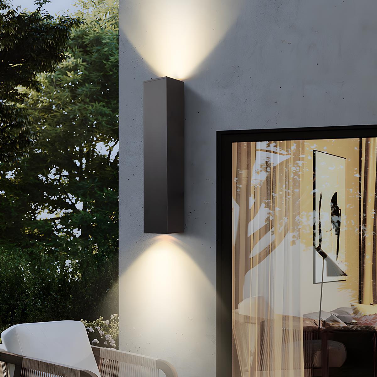 Dimmable Waterproof Outdoor Rectangular Up and Down Exterior Wall Lights