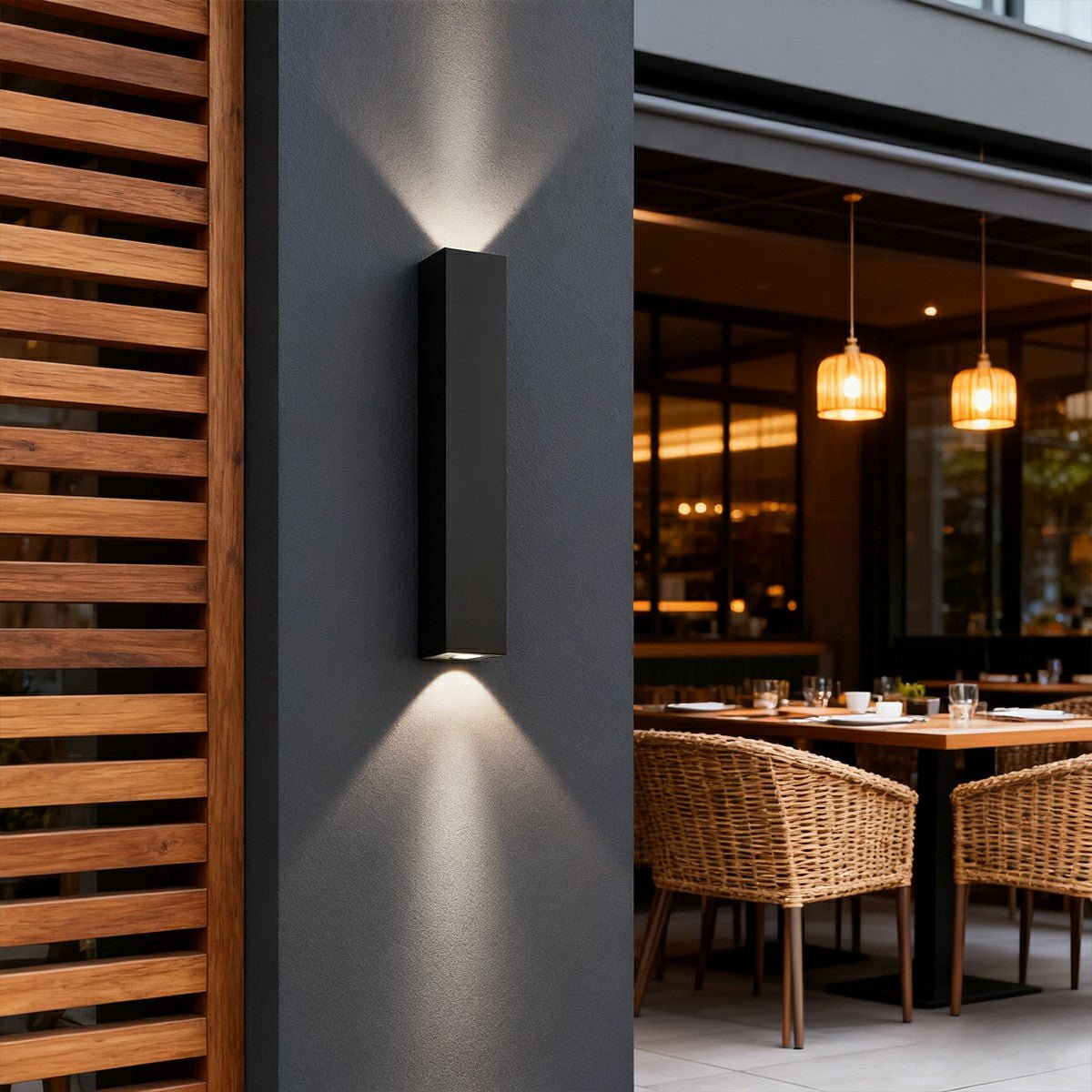 Dimmable Waterproof Outdoor Rectangular Up and Down Exterior Wall Lights