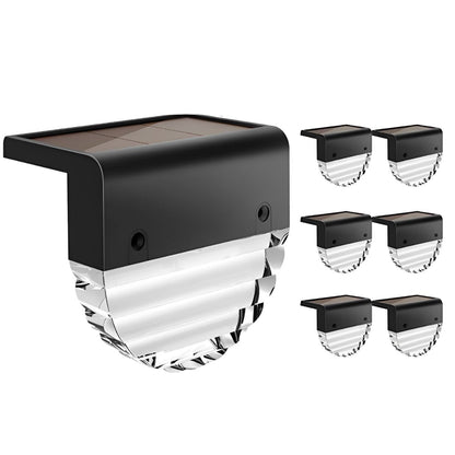 Fence Solar Modern Wall Light - Black ABS and Acrylic Sconces in Rectangle or Semicircle, 6 to 48 Packs, for Courtyard and Patio Fences