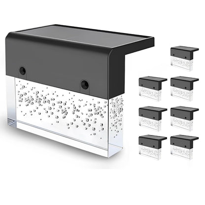 Fence Solar Modern Wall Light - Black ABS and Acrylic Sconces in Rectangle or Semicircle, 6 to 48 Packs, for Courtyard and Patio Fences