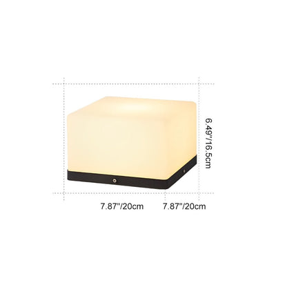 Modern Square Post Light - White Acrylic and Stainless Steel Cube Lamp, Solar or Hardwired, in 7.87 to 15.75 Inch Sizes for Courtyards