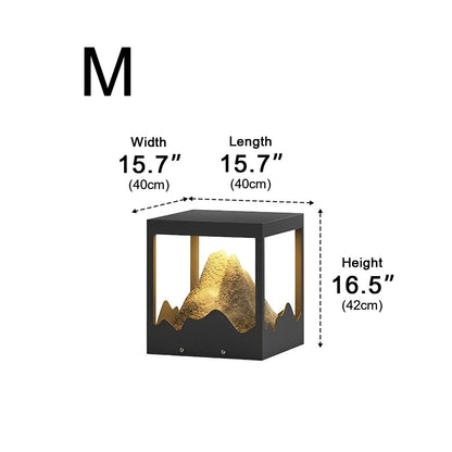 Mountain Post Light - Gray Glass, Resin and Stainless Steel Peaked Cap Lamp from 8.7 to 23.6 Inches, Solar or Hardwired for Courtyards