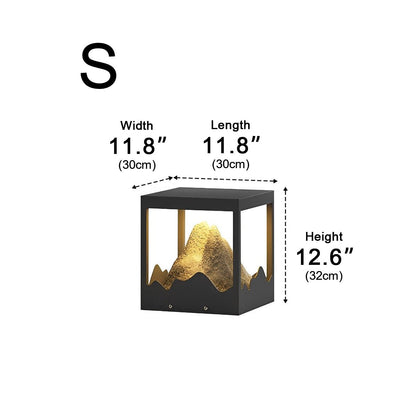Mountain Post Light - Gray Glass, Resin and Stainless Steel Peaked Cap Lamp from 8.7 to 23.6 Inches, Solar or Hardwired for Courtyards