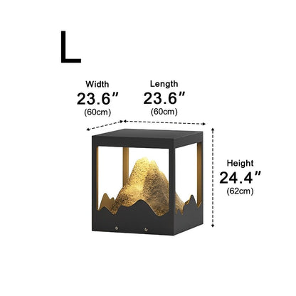 Mountain Post Light - Gray Glass, Resin and Stainless Steel Peaked Cap Lamp from 8.7 to 23.6 Inches, Solar or Hardwired for Courtyards