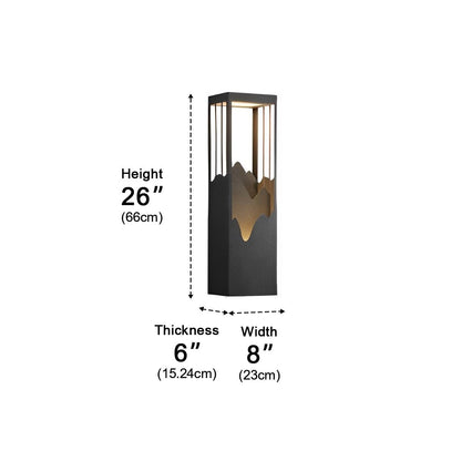 Sconce Mountain Wall Light - Black Stainless Steel 26 Inch One-Way or 39 Inch Two-Way Lamp with Integrated or External Solar for Courtyards