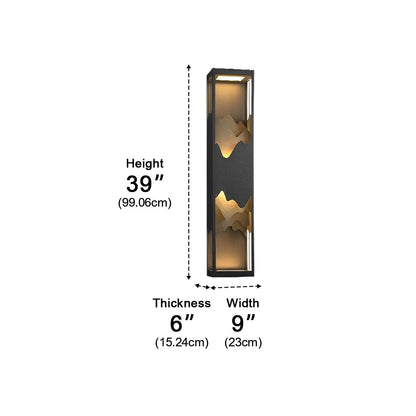 Sconce Mountain Wall Light - Black Stainless Steel 26 Inch One-Way or 39 Inch Two-Way Lamp with Integrated or External Solar for Courtyards