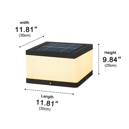 Solar Square Cube Post Light - Black Acrylic Industrial Cube Lamp in 10 and 12 Inch Heights for Courtyard Posts, Single to 8-Pack