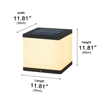 Solar Square Cube Post Light - Black Acrylic Industrial Cube Lamp in 10 and 12 Inch Heights for Courtyard Posts, Single to 8-Pack