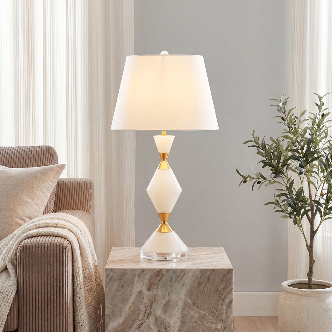 White Contemporary Table Lamps with Gold Details Elegant Lamps